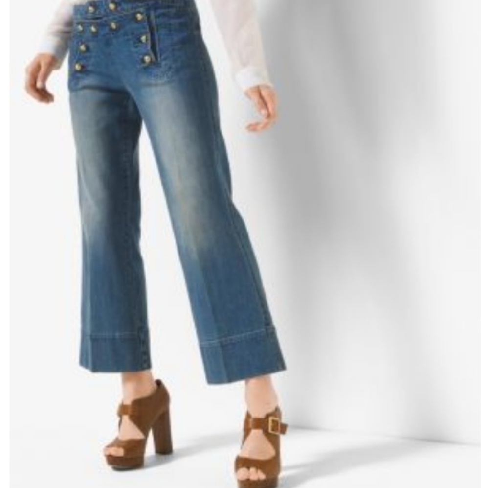 Michael Kors crop flare sailor jeans